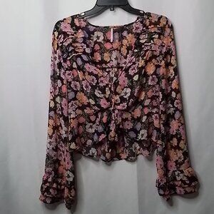 FREE PEOPLE MAYBEL RUFFLE BLOUSE SIZE S